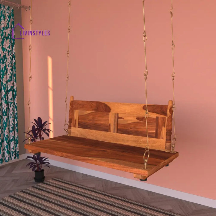 Aayra Vintage Soft Touch Upholstery Wooden Swing for Home Swing