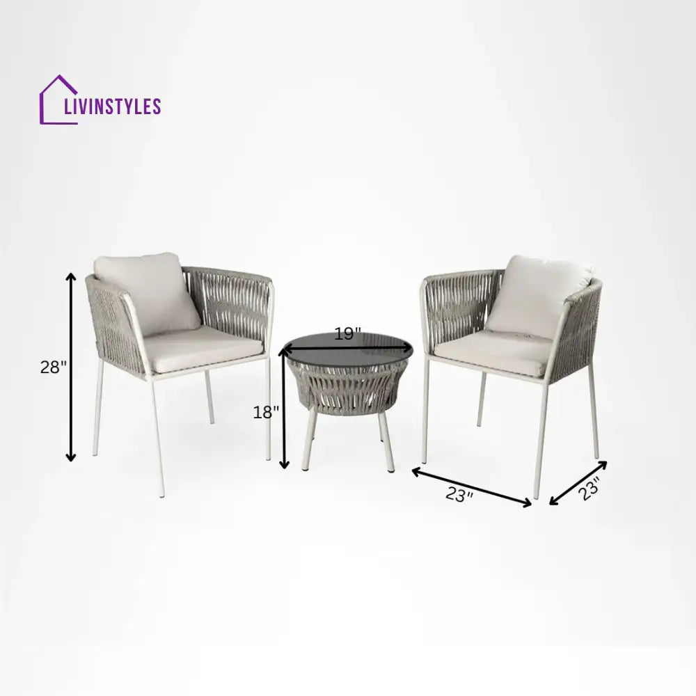 Abelardo Espiritu Outdoor Patio Seating Set 2 Chairs and 1 Table Set Braided & Rope - Coffee Table Sets