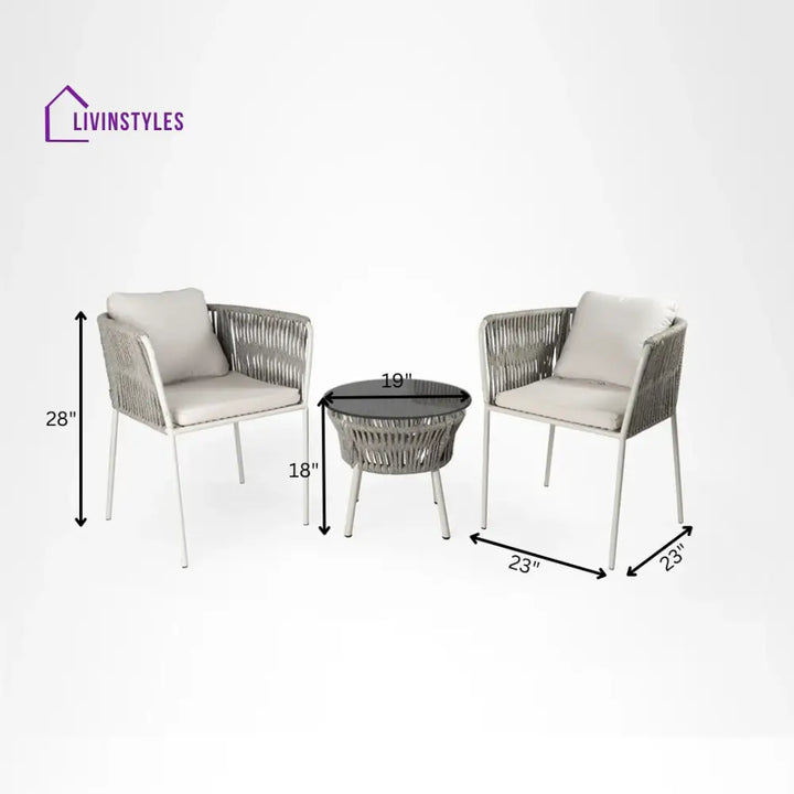 Abelardo Espiritu Outdoor Patio Seating Set 2 Chairs and 1 Table Set Braided & Rope - Coffee Table Sets