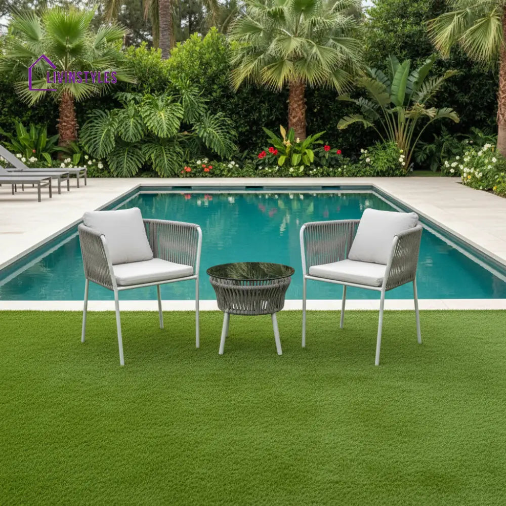 Abelardo Espiritu Outdoor Patio Seating Set 2 Chairs and 1 Table Set Braided & Rope - Grey - Coffee Table Sets