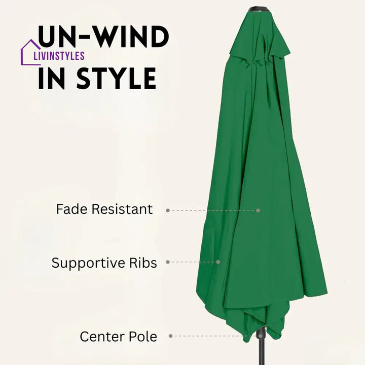 Abena 9ft Green Color Outdoor Patio Umbrella with Centre Pole Patio Umbrella