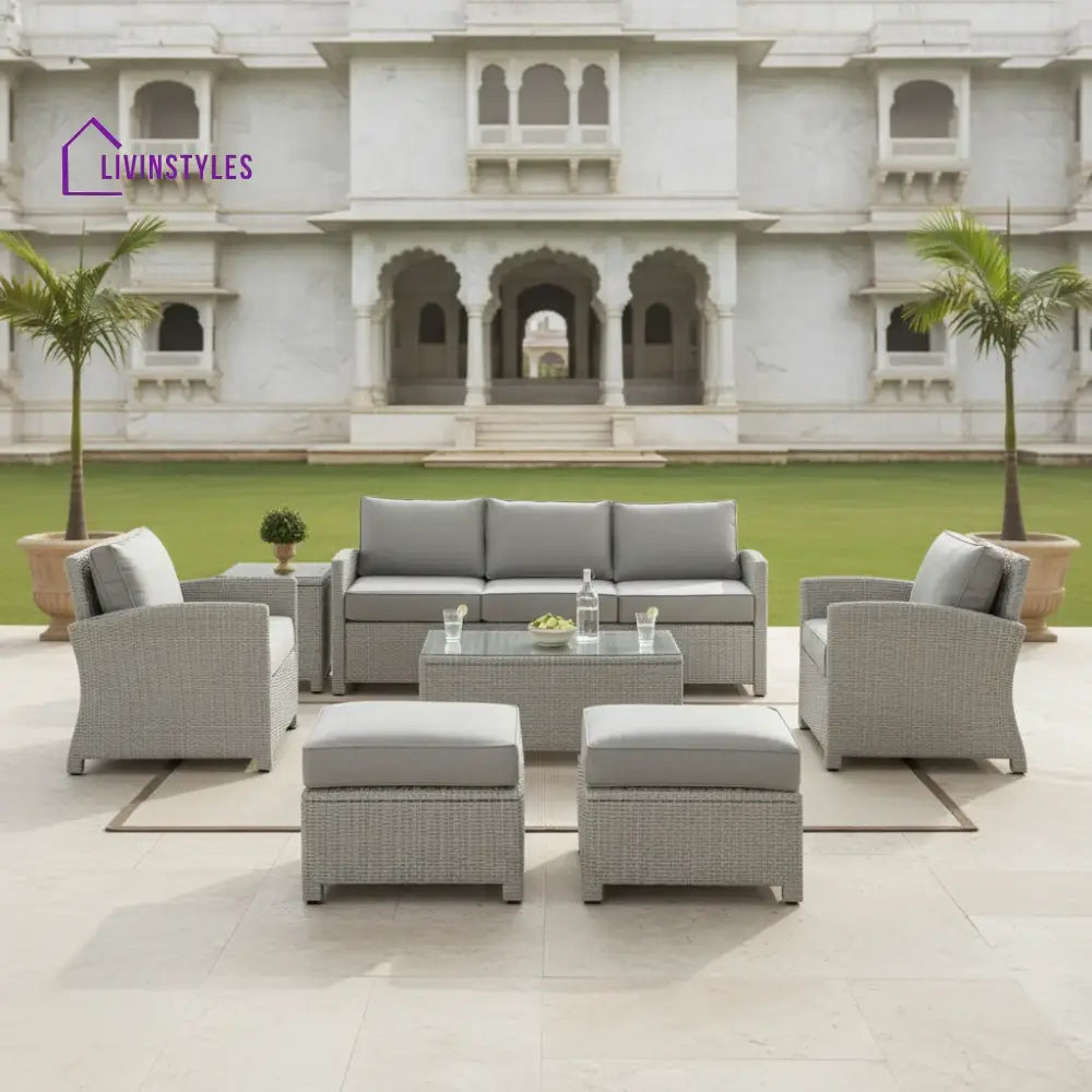 Abeni 7 Piece Outdoor Wicker Conversation Furniture Set - Sofa Set