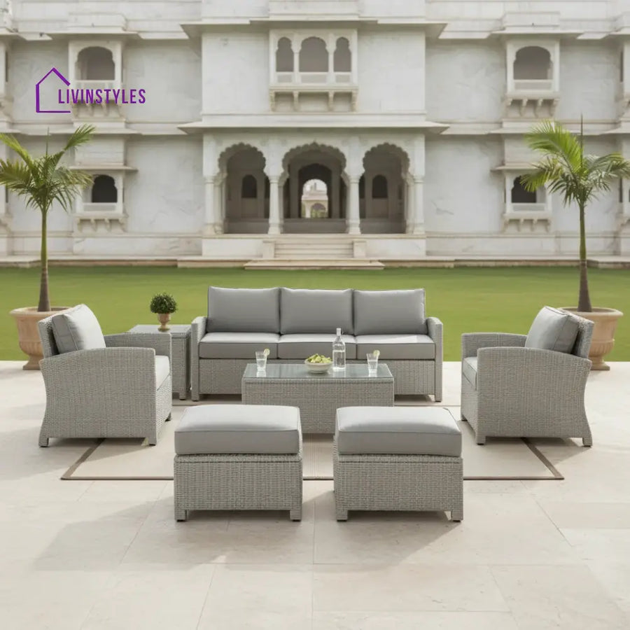 Abeni 7 Piece Outdoor Wicker Conversation Furniture Set - Sofa Set