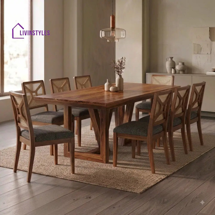 Abhay Premium Solid Wood 8 Seater Dining Table Set