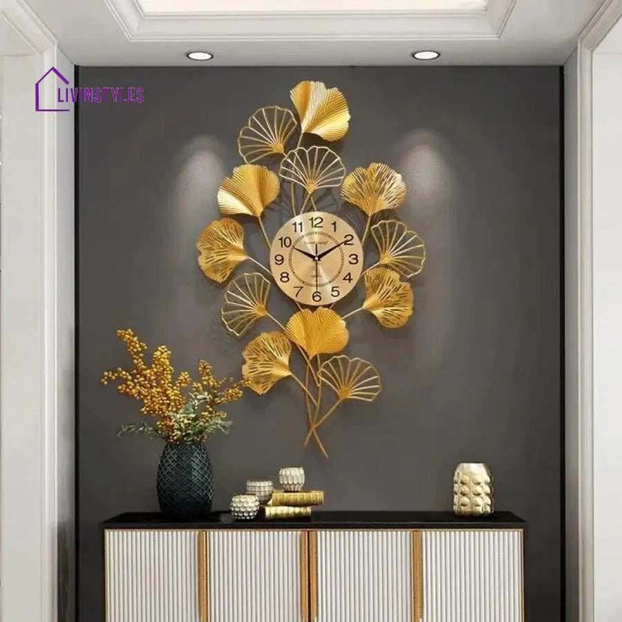 Abhi Leaf Metal Wall Clock