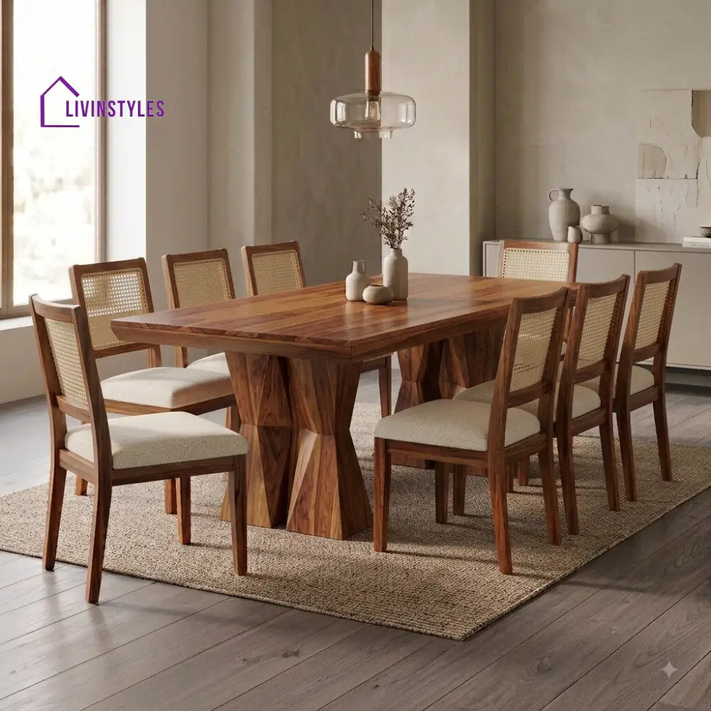 Abhinav Premium Solid Wood 8 Seater Dining Table Set