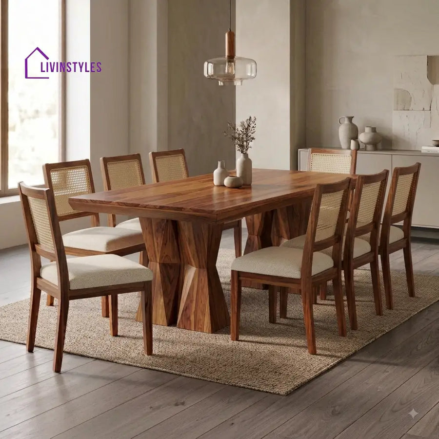 Abhinav Premium Solid Wood 8 Seater Dining Table Set