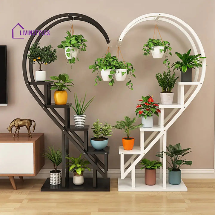 Abhishek Metal Heart Shape Plant Stand - Set Of 2