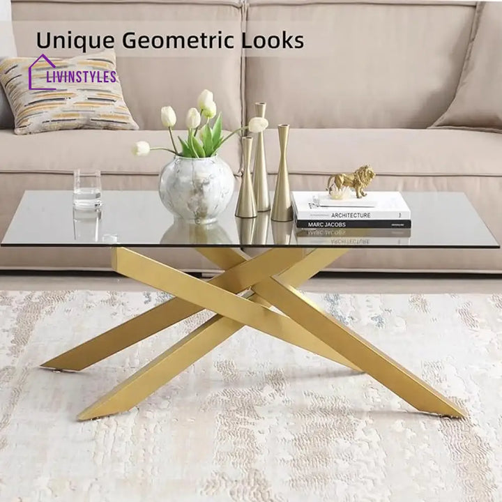 Abhishek Stainless Steel Pvd Coated Golden Coffee Table
