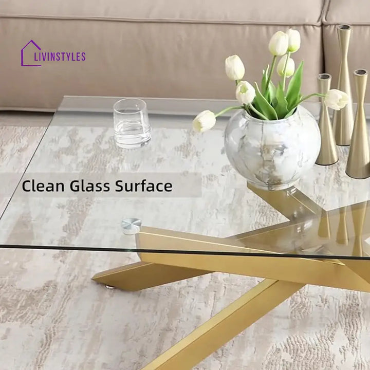 Abhishek Stainless Steel Pvd Coated Golden Coffee Table