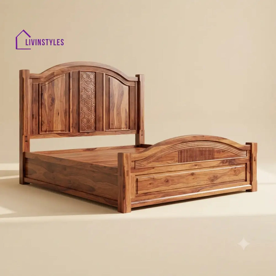 Abhitha Sheesham Wood Bed With Box Storage | Wooden Bed
