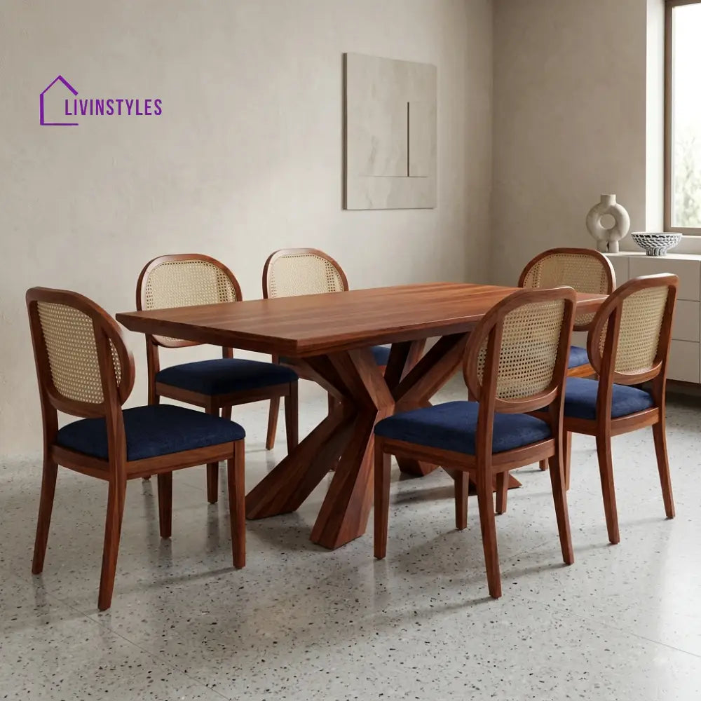 Abinaya Premium Wooden 6 Seater Dining Table Set