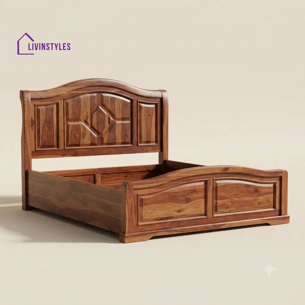 Abinaya Sheesham Wood Bed With Box Storage | Wooden Bed