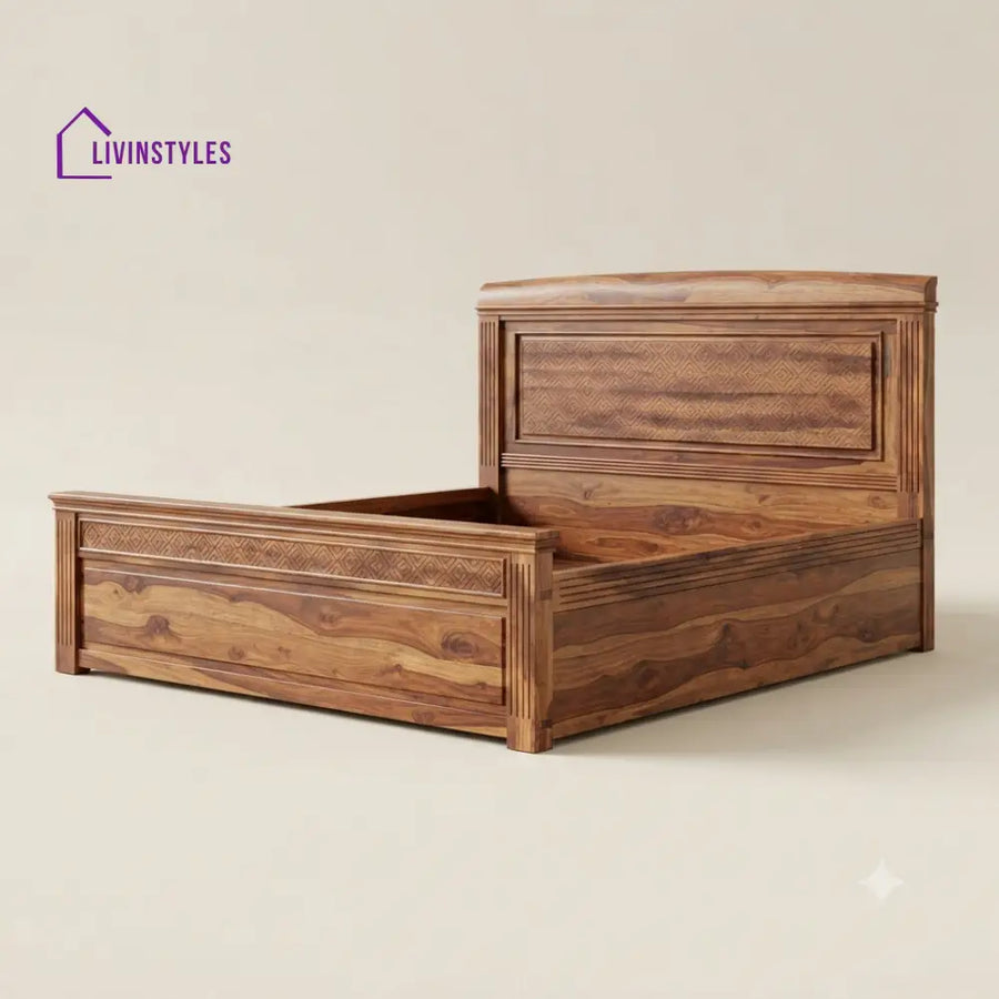 Abirami Sheesham Wood Bed With Box Storage | Wooden Bed