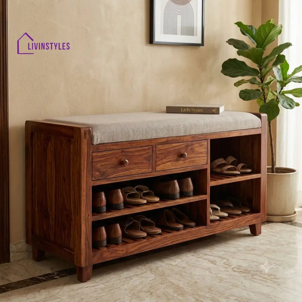 Abirami Sheesham Wood Shoe Rack | Wooden Shoe Cabinet