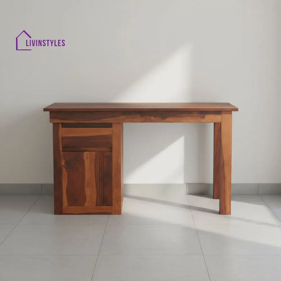 Abril sheesham wood study with drawer and storage Honey