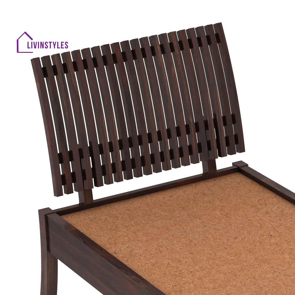 Abril Solid Sheesham Wood Single Bed Without Storage (Walnut Finish) Bed