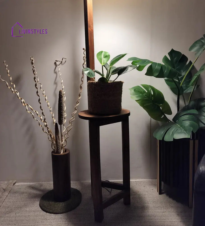 Accent Wooden Floor Lamp With Brown Base And Beige Fabric Lampshade Lamps