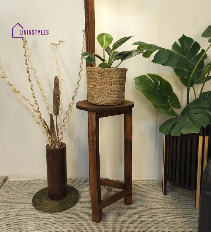 Accent Wooden Floor Lamp With Brown Base And Beige Fabric Lampshade Lamps