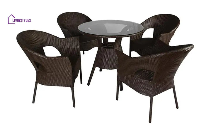 Ace Outdoor Patio Seating Set 4 Chairs and 1 Table Set (Dark Brown) - Coffee Table Sets