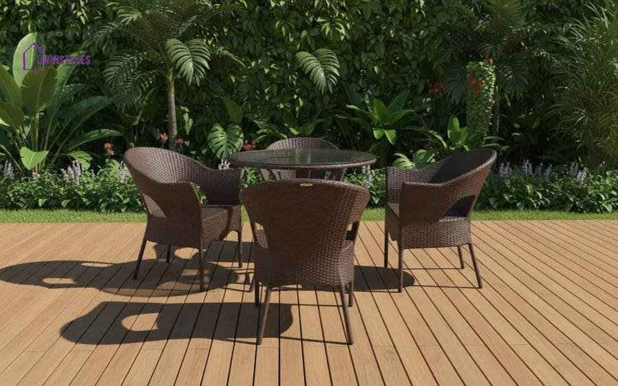 Ace Outdoor Patio Seating Set 4 Chairs and 1 Table Set (Dark Brown) - Coffee Table Sets