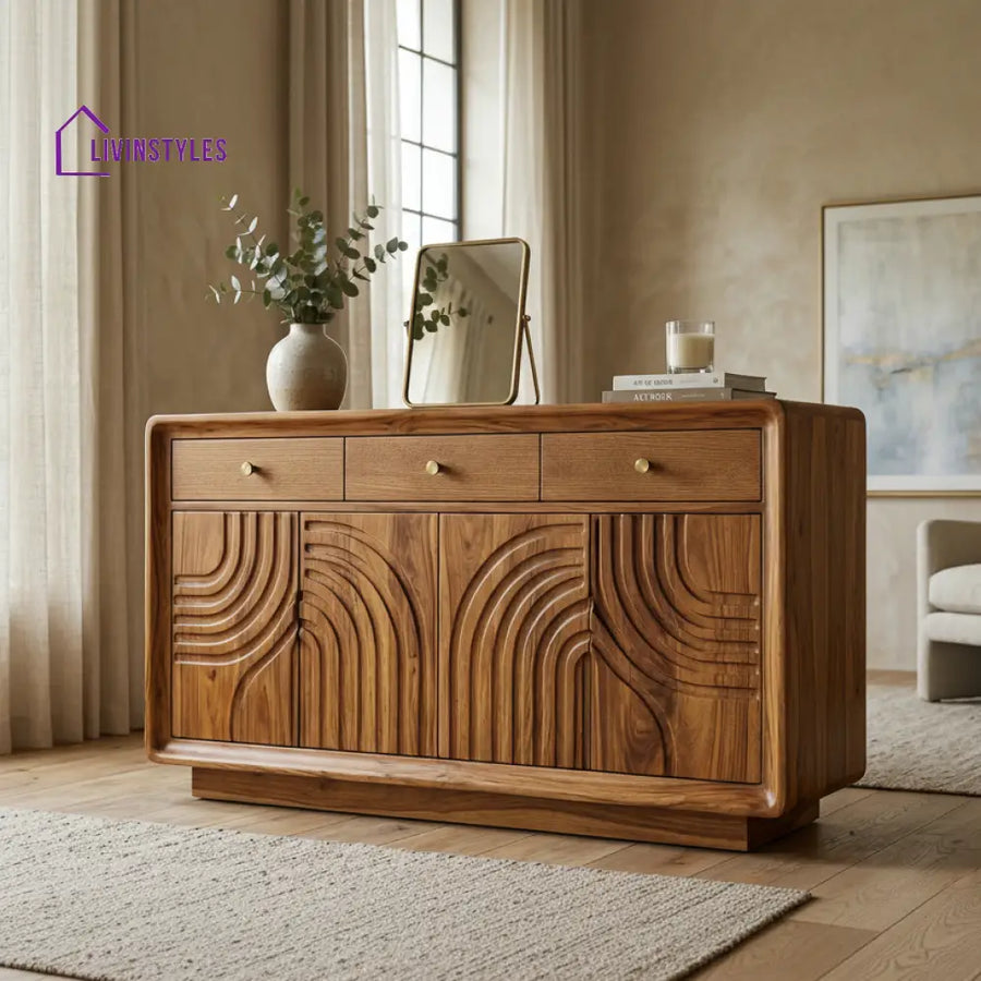 Adam Sheesham Wood Cabinet and Sideboard (Honey Finish)