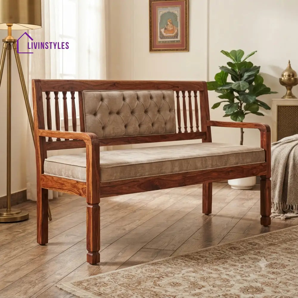 Adam Wooden Bench for Living Room | Bedroom | Extra Seating
