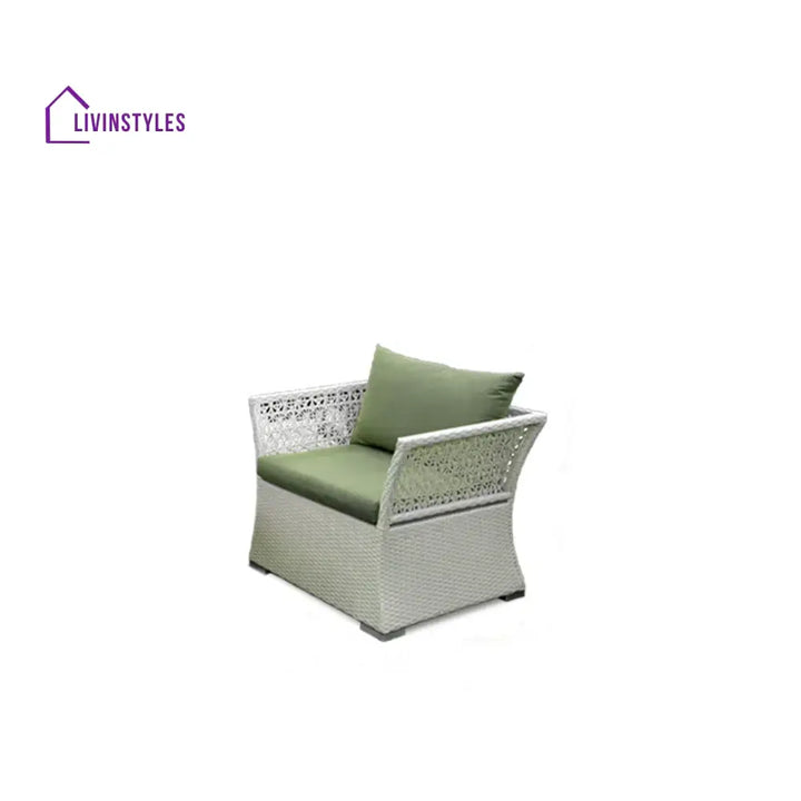 Adara Outdoor Sofa Set 2 Seater 2 Single seater and 1 Center Table (White + Green) - Sofa Sets