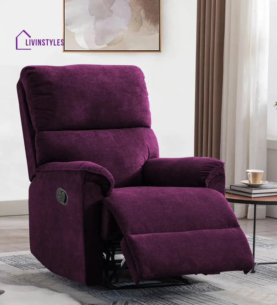 Abby Fabric 1 Seater Manual Recliner In Greek Purple Colour Recliner