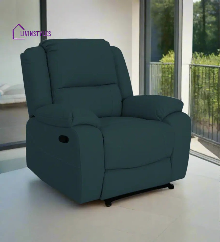 Adley Fabric 1 Seater Manual Recliner In Harbour Blue Colour Recliner