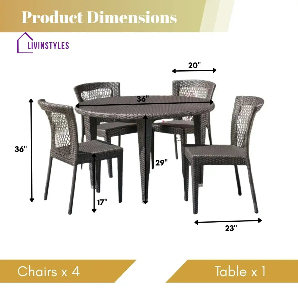Adeela Outdoor All-Weather Resistant Rattan Wicker 5-Piece Dining Set - Dining Set