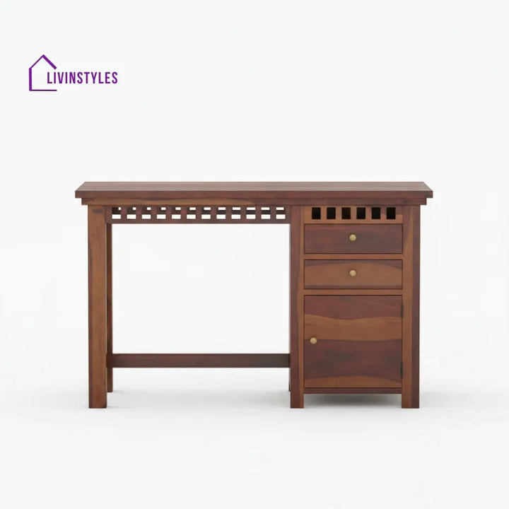 Adela Sheesham Wood study with drawer and storage Walnut