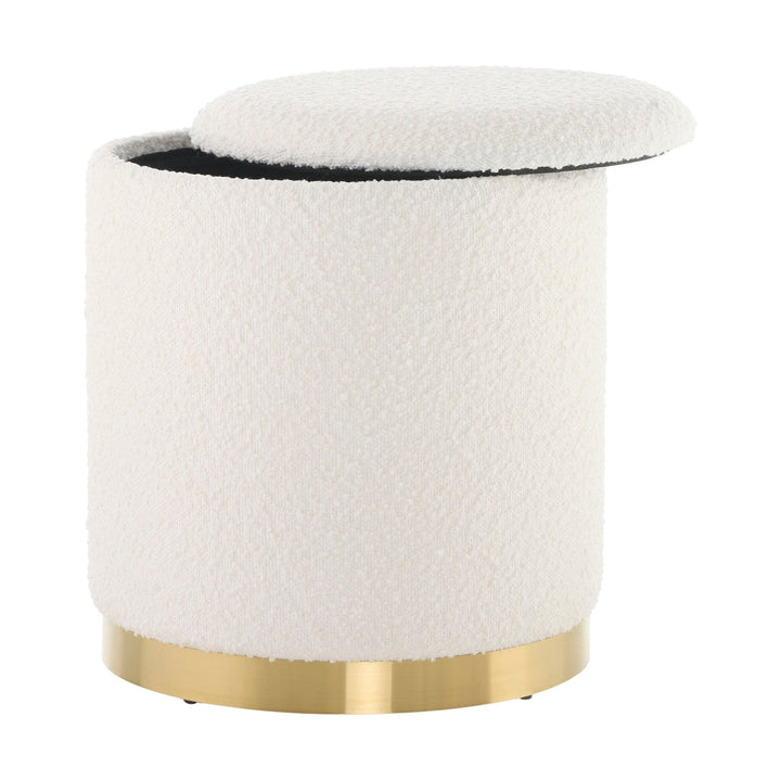 Gaspar Gold Base Boucle Storage Stool Stools