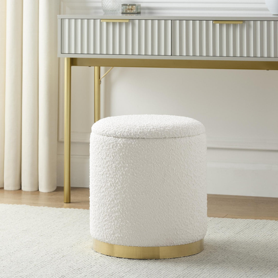 Gaspar Gold Base Boucle Storage Stool Stools