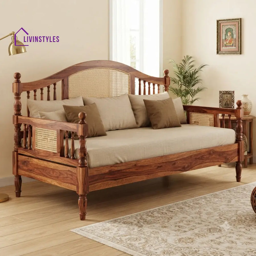 Adèle Wooden Divan Bed for Living Room | Solid Sheesham Wood