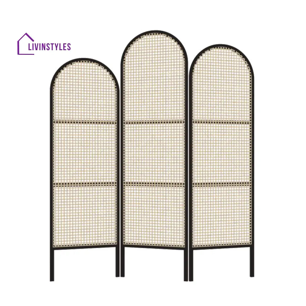 Adeline Wooden and Cane Weaving Room Partition for Living Room