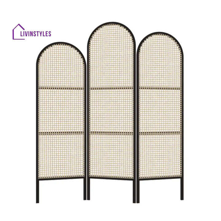 Adeline Wooden and Cane Weaving Room Partition for Living Room