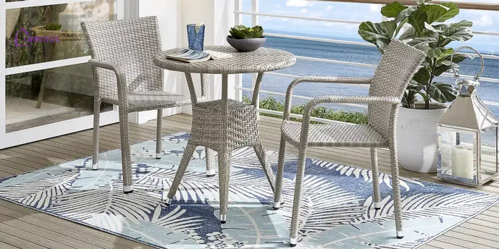 Adelle Outdoor Patio Seating Set 2 Chairs and 1 Table Set - Grey - Coffee Table Sets