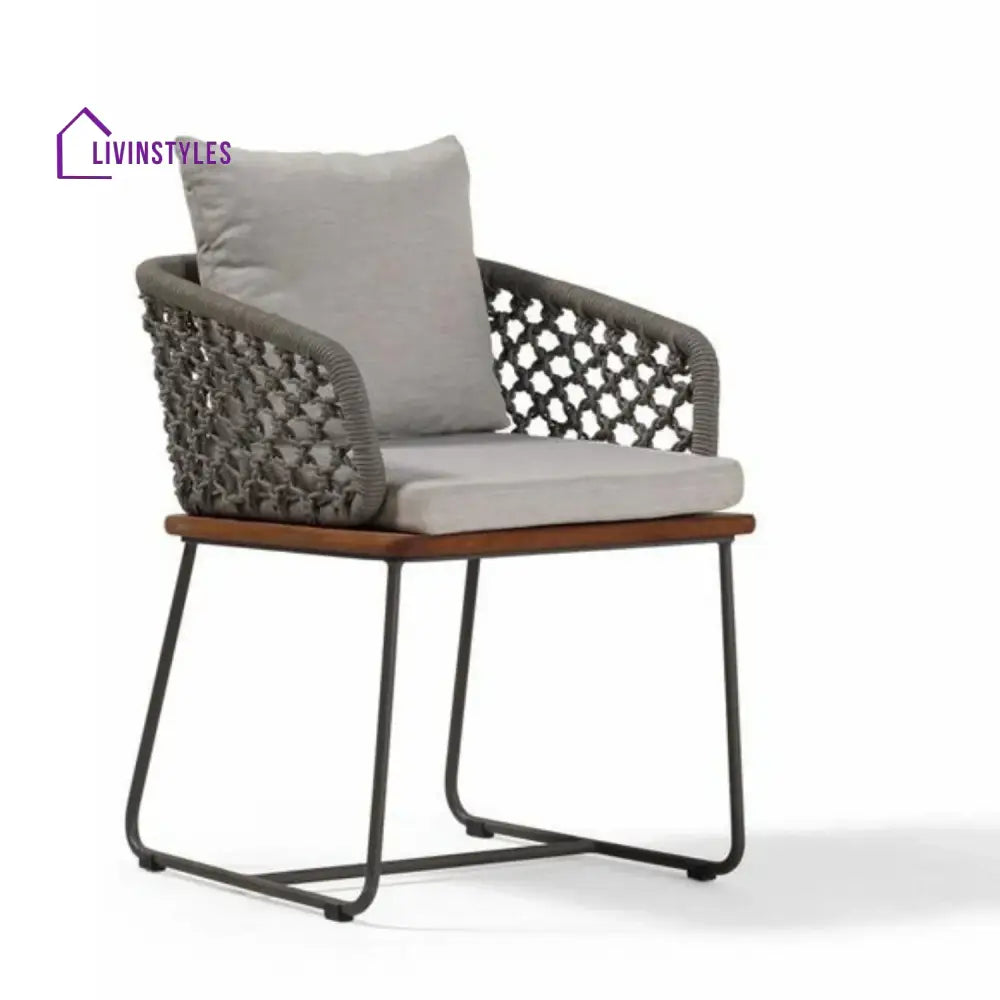 Adelyn Outdoor Rope 2-Piece Patio Chairs With Wooden Base - Patio Chairs