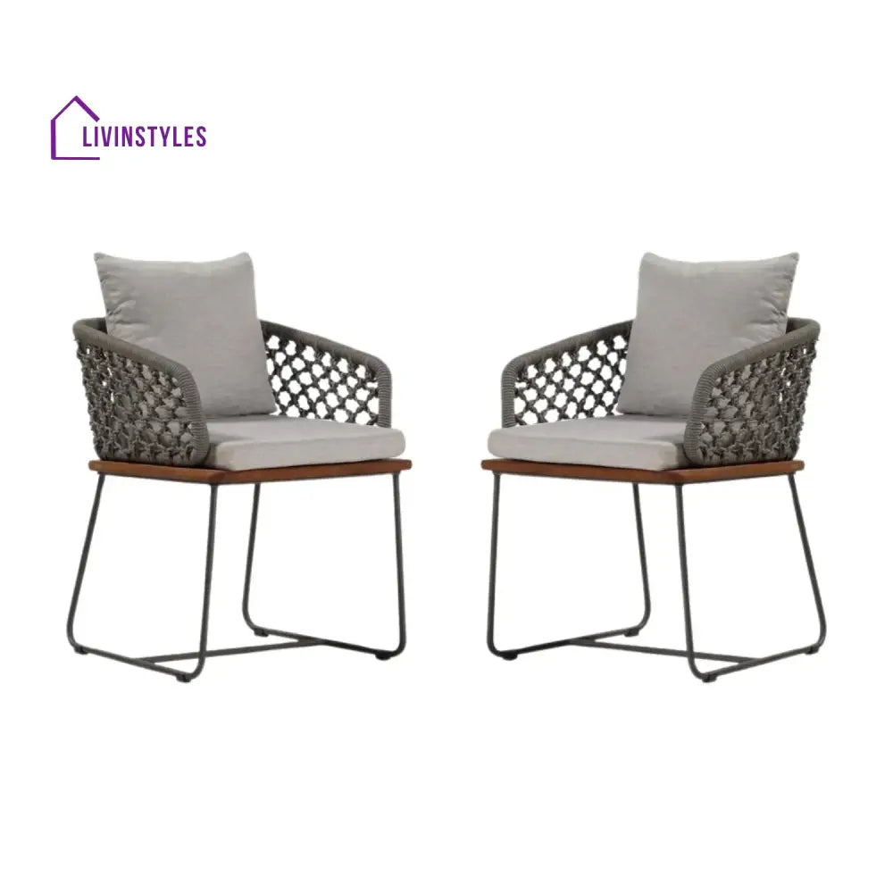 Adelyn Outdoor Rope 2-Piece Patio Chairs With Wooden Base - Patio Chairs