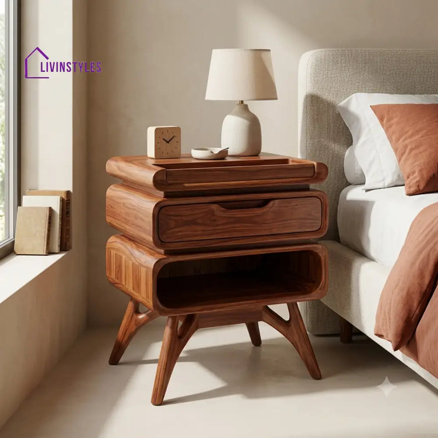 Adenike Premium Wooden Bedside Table | Side Table for Bedroom