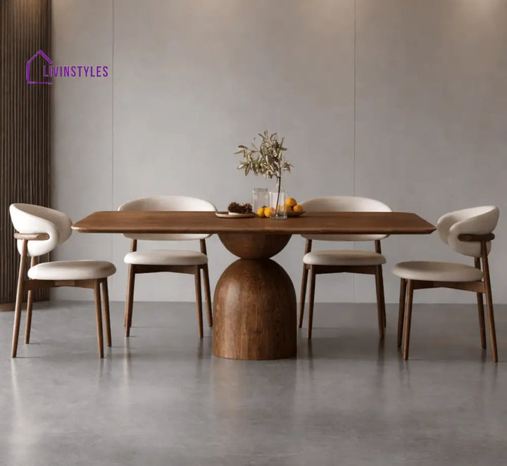 Adhira Marble - Top and Solid Wood Frame Dining Table Set - Dining Set