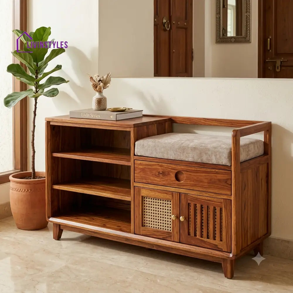 Adhira Sheesham Wood Shoe Rack | Wooden Shoe Cabinet
