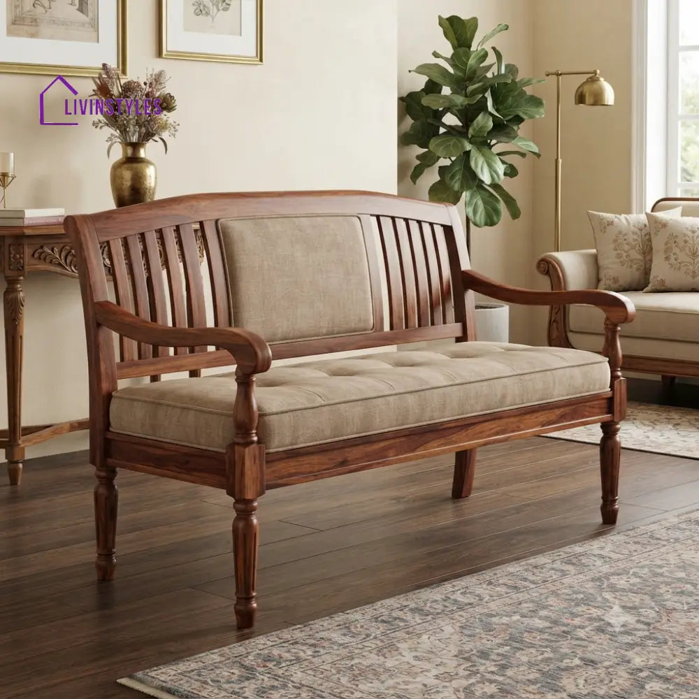 Adhiraj Wooden Bench for Living Room | Bedroom | Extra Seating