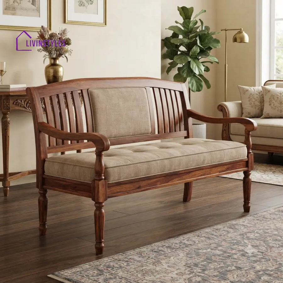 Adhiraj Wooden Bench for Living Room | Bedroom | Extra Seating