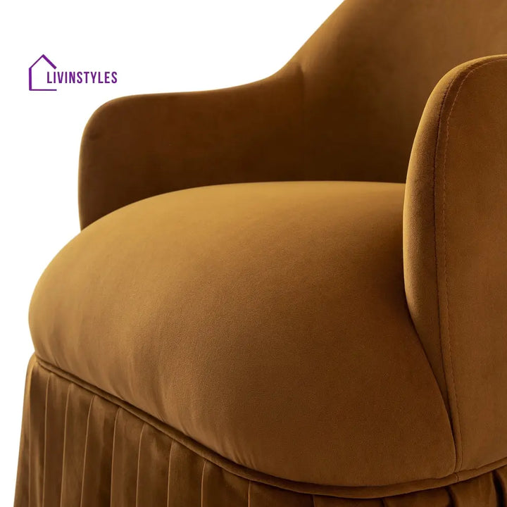 Calliope Skirted Armchair Cinnamon Velvet Armchairs