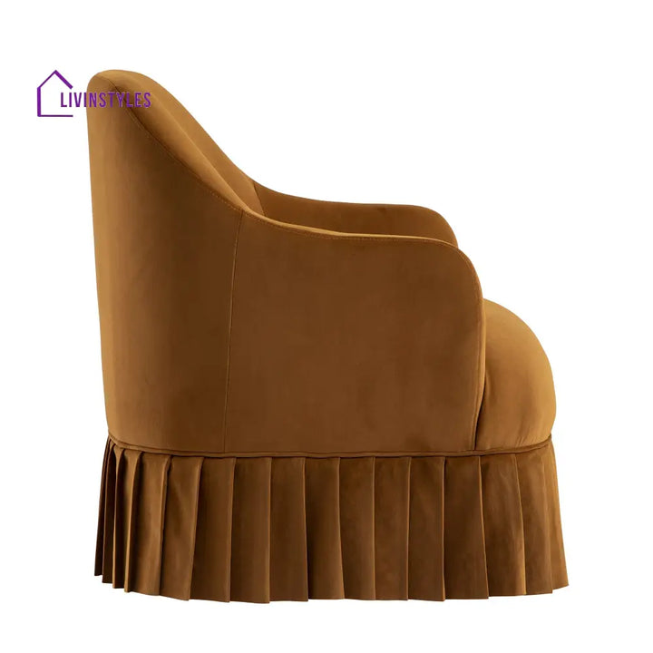 Calliope Skirted Armchair Cinnamon Velvet Armchairs