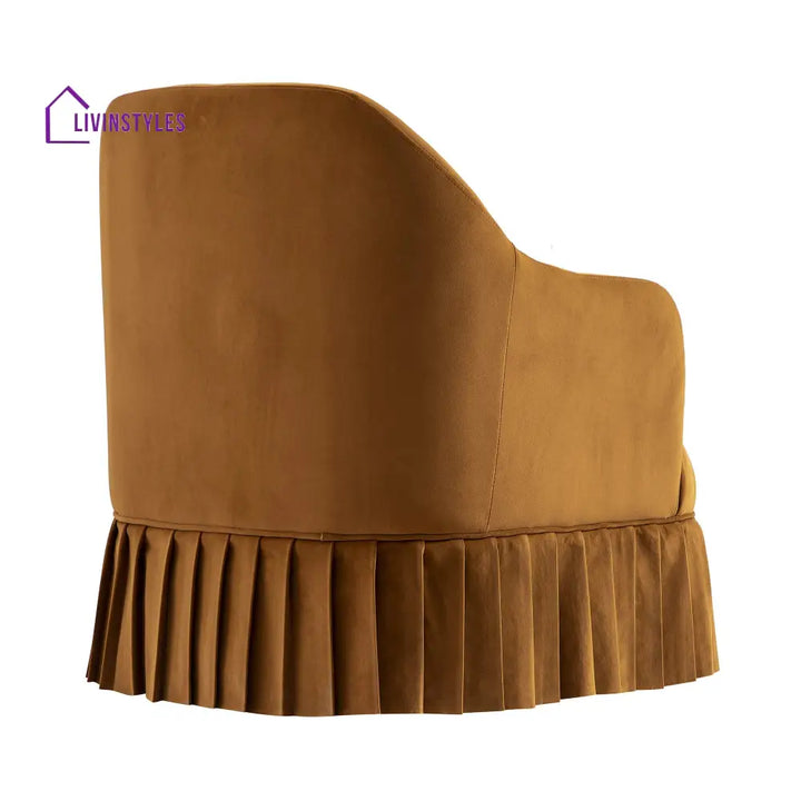 Calliope Skirted Armchair Cinnamon Velvet Armchairs