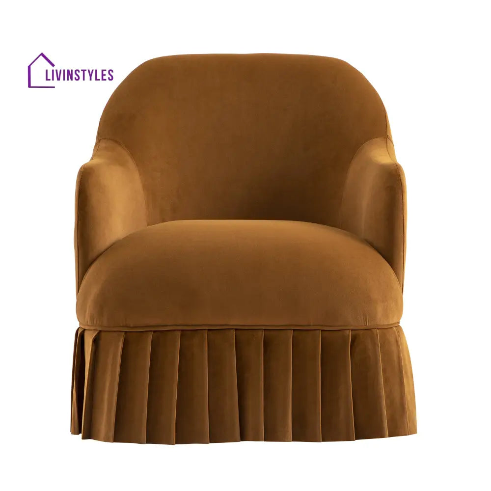 Calliope Skirted Armchair Cinnamon Velvet Armchairs