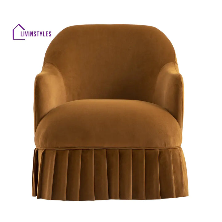 Calliope Skirted Armchair Cinnamon Velvet Armchairs